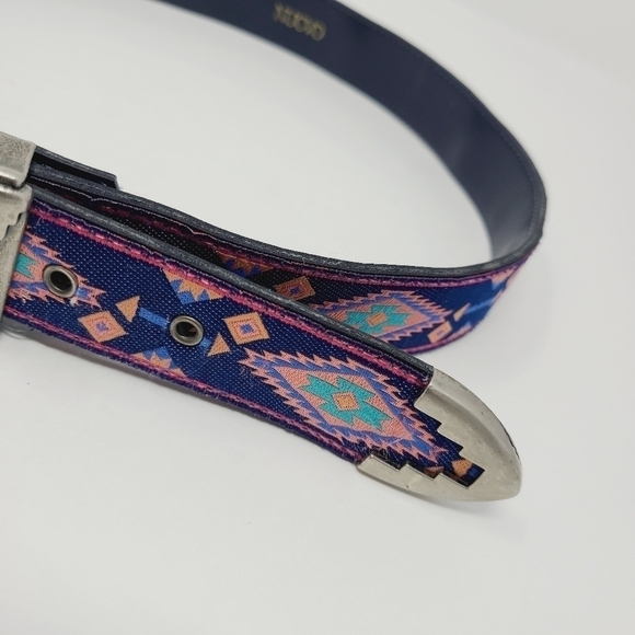 Nuovo | Aztec Pattern Fabric Belt With Silver Buckle (Size 9) - Picture 10 of 13